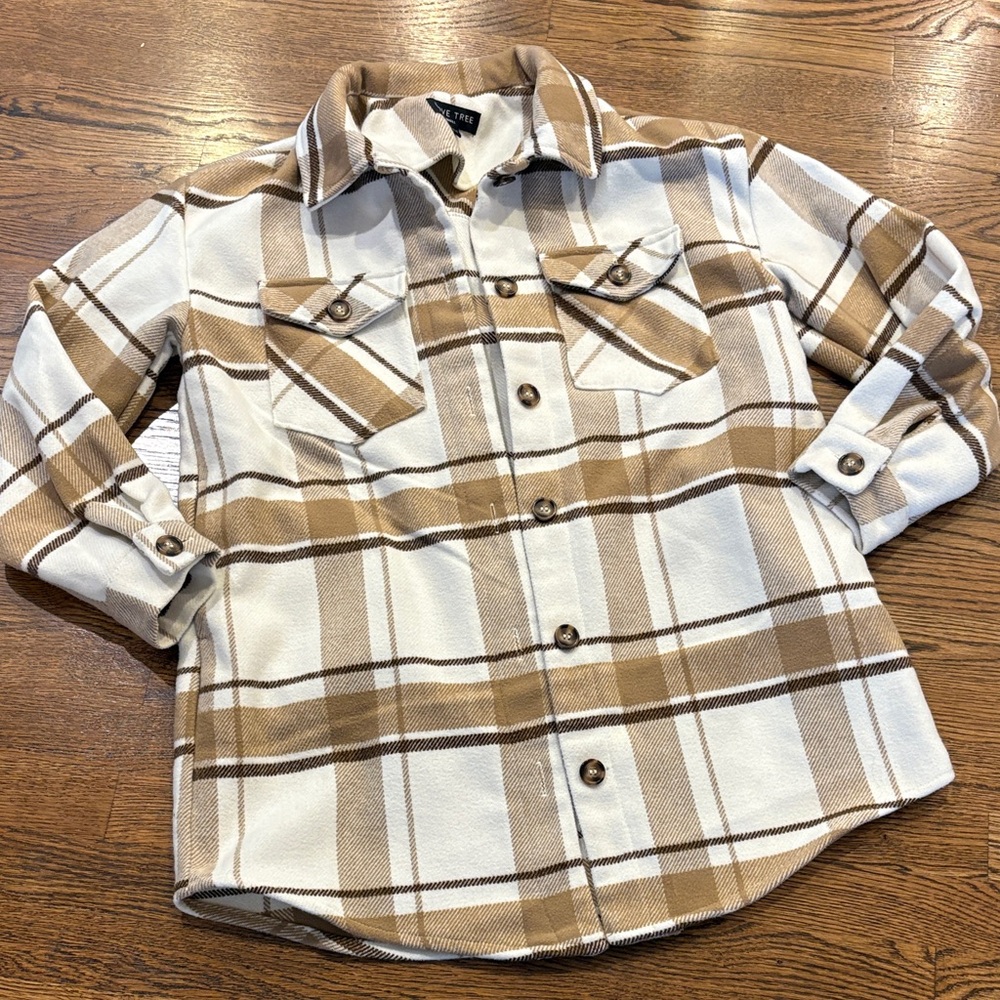 Love Tree longline plaid shacket, cozy, s, heavyweight flannel